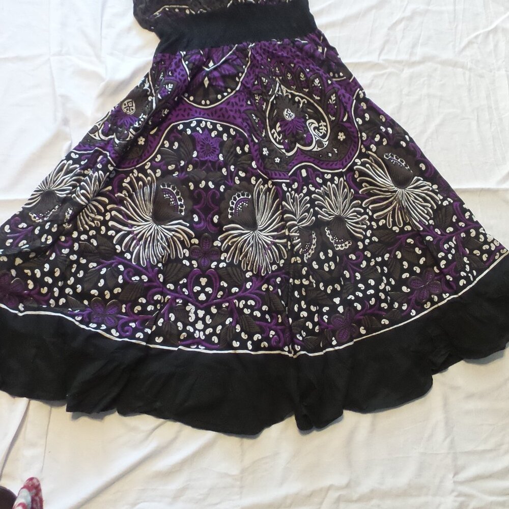 Summer Dress J Lee 1x BoHo Purple Black